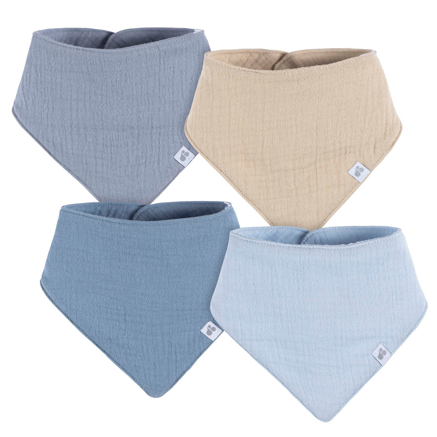 Just Born Just Born 4 - Pack Muslin Bandana Bibs Bibs