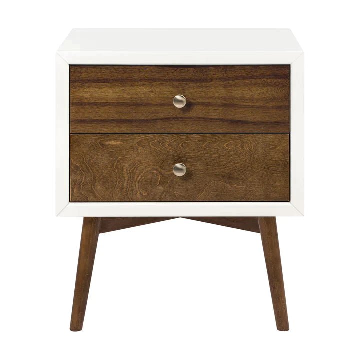 Babyletto Babyletto - Palma Nightstand with USB Port, Warm White/Natural Walnut Furniture