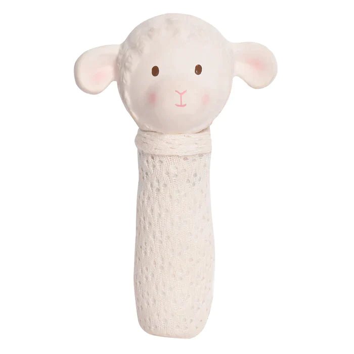 tikiri Tikiri Bahbah the Lamb Baby Squeaker with Organic Natural Rubber Teether Head Pacifiers & Teethers