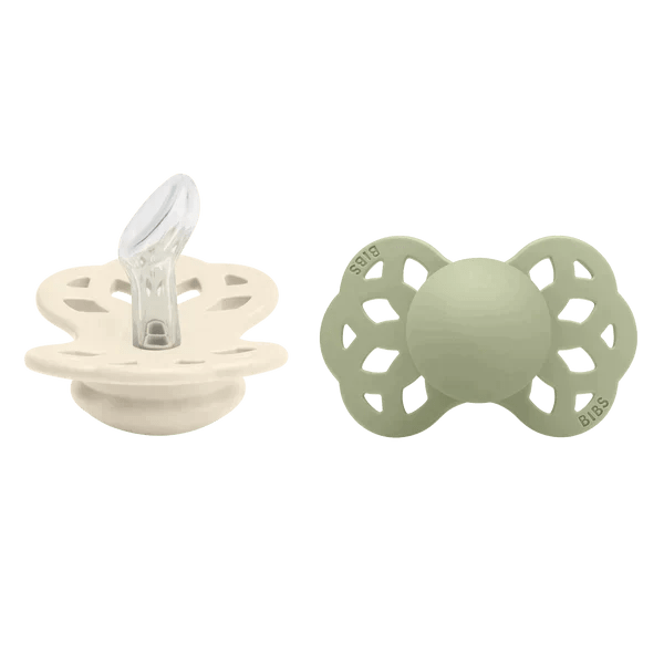 BIBS BIBS Infinity Pacifier Silicone Anatomical Ivory/Sage 2 PK