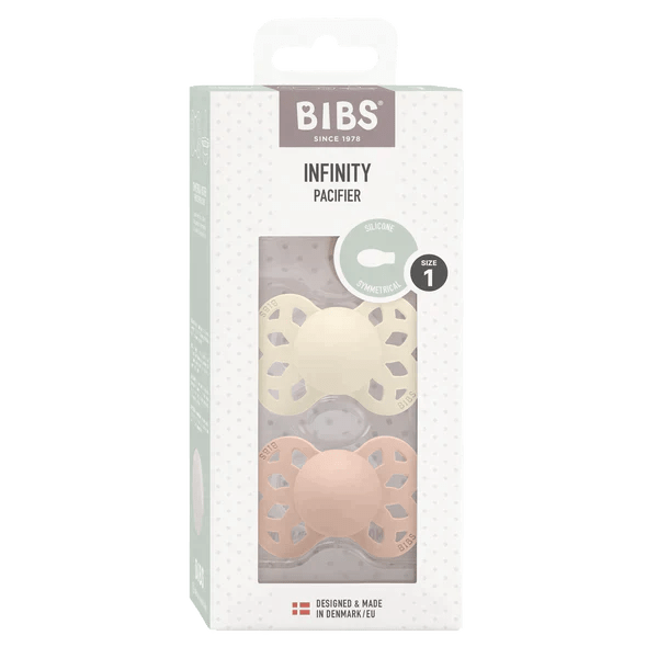BIBS BIBS Infinity Pacifier Silicone Symmetrical Ivory/Blush 2 PK