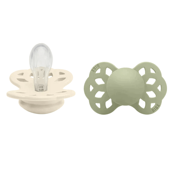 BIBS BIBS Infinity Pacifier Silicone Symmetrical Ivory/Sage 2 PK