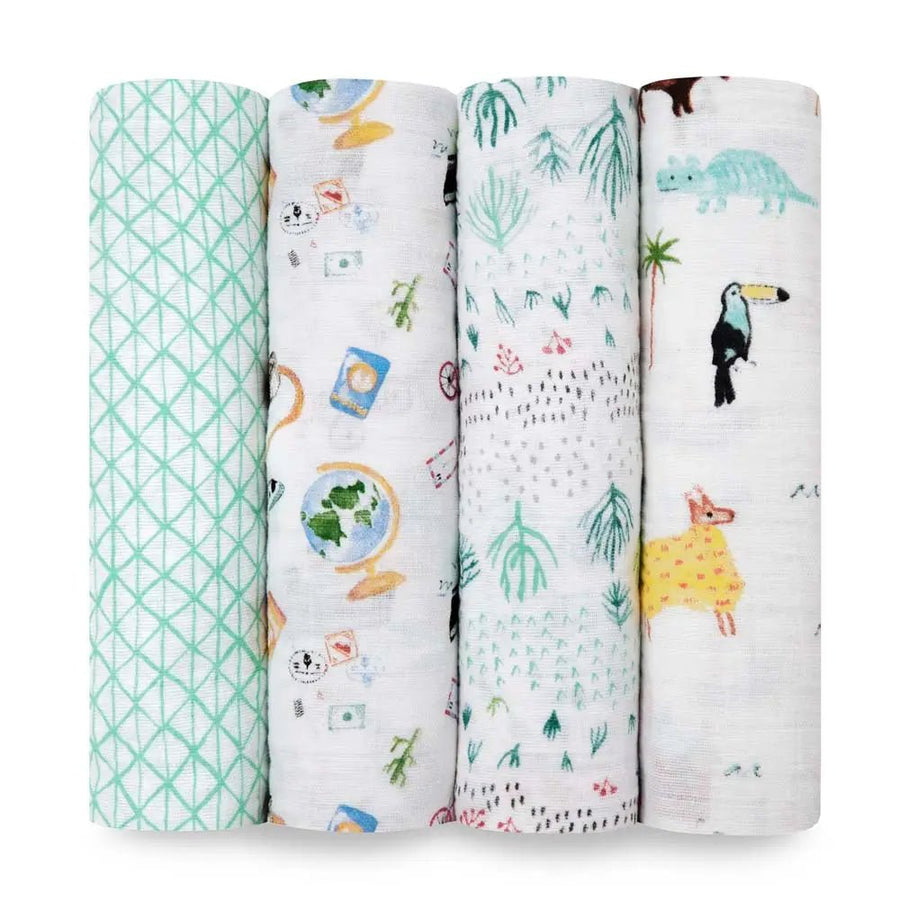 aden and anais Aden and Anais - Cotton Muslin Swaddles 4pk Swaddling & Receiving Blankets