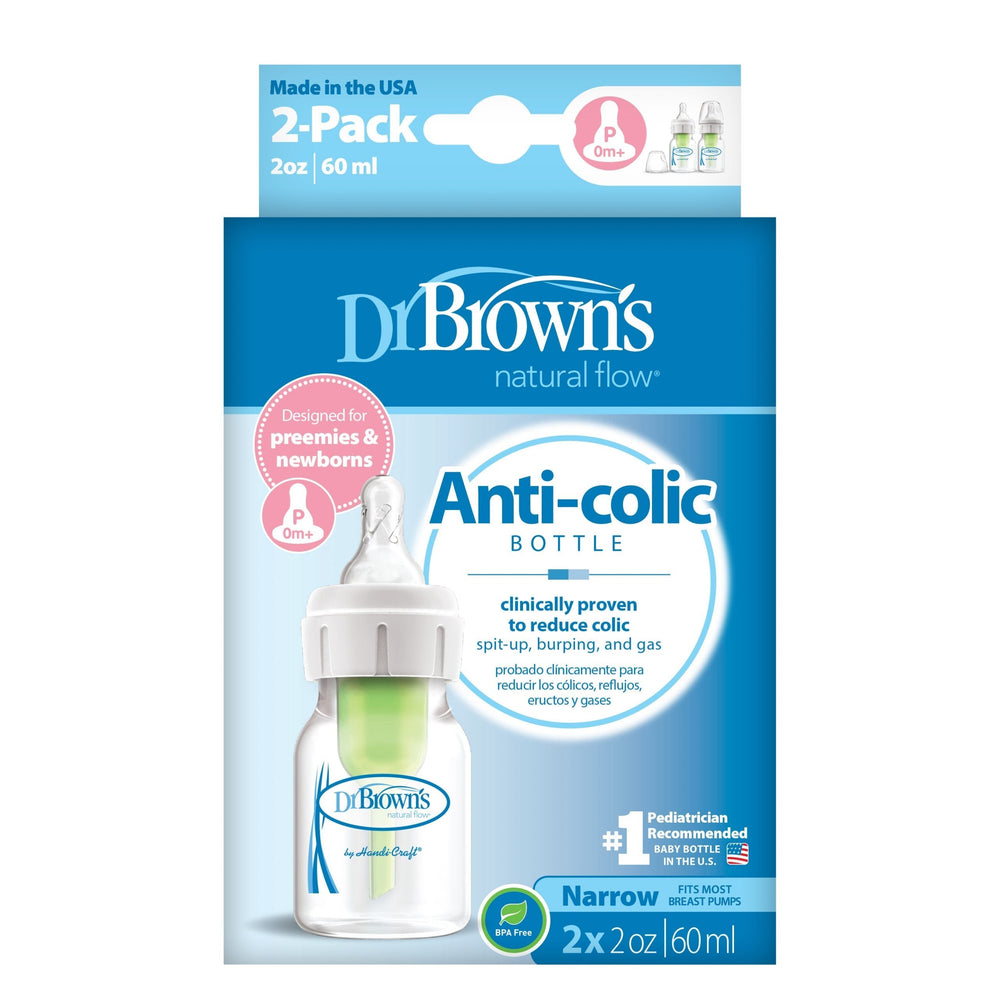 Dr. Brown’s Dr. Brown’s - Natural Flow Options+ Preemie Baby Bottle, 2oz/60 ml, 2pk Baby Bottles