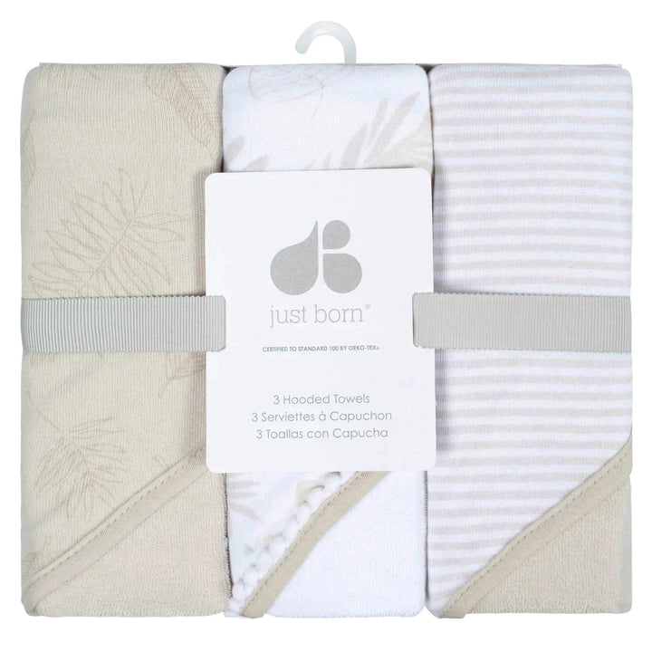 Just Born Just Born 3 - Pack Hooded Towels Baby Bathing