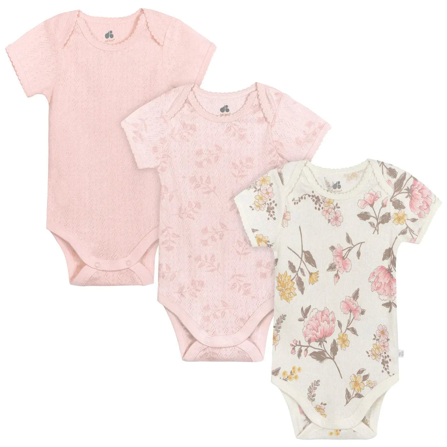 Just Born Just Born 3 - Pack Vintage Floral Short Sleeve Bodysuits Apparel & Accessories