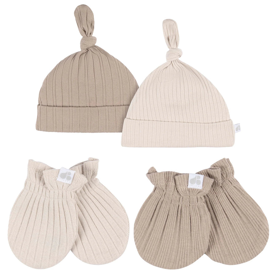 Just Born Just Born 4 - Piece Hat and Mittens 0 - 6M Apparel & Accessories
