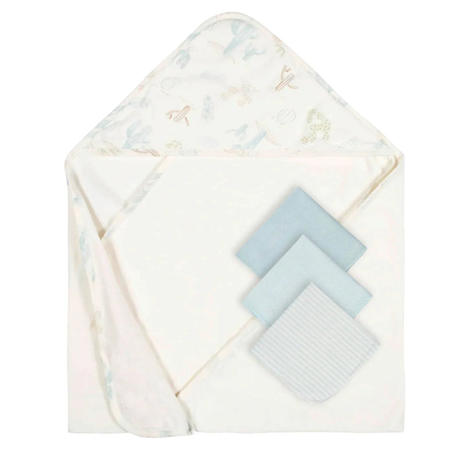 Just Born Just Born 4 - Piece Hooded Towel and Washcloths Baby Bathing