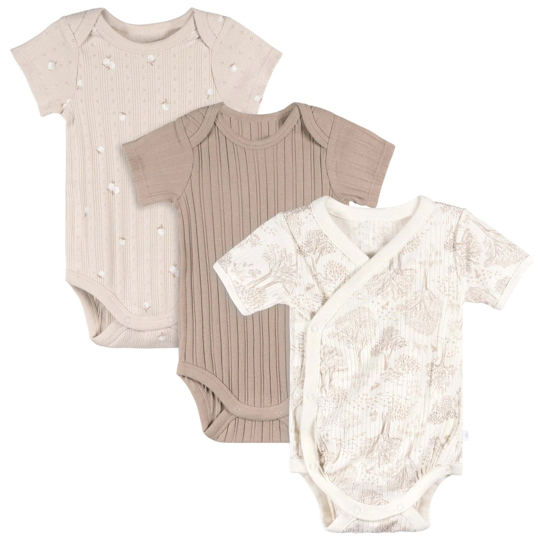 Just Born Just Born Neutral 3 - Pack Kimono Bodysuits - TAN Apparel & Accessories