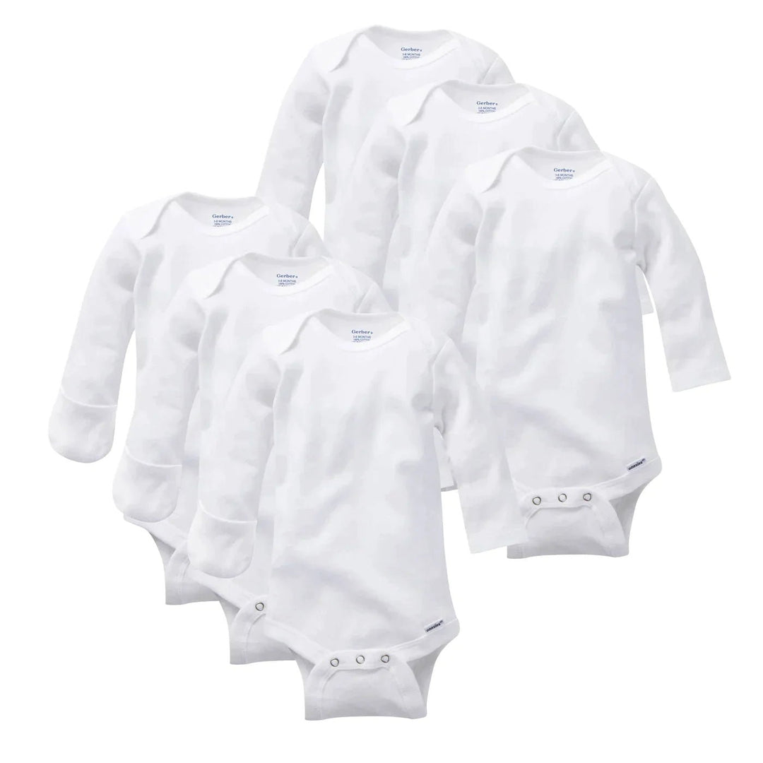 Gerber Childrenswear Gerber Childrenswear - Neutral Long Sleeve Onesie Mitten Cuffs 6pk Apparel & Accessories