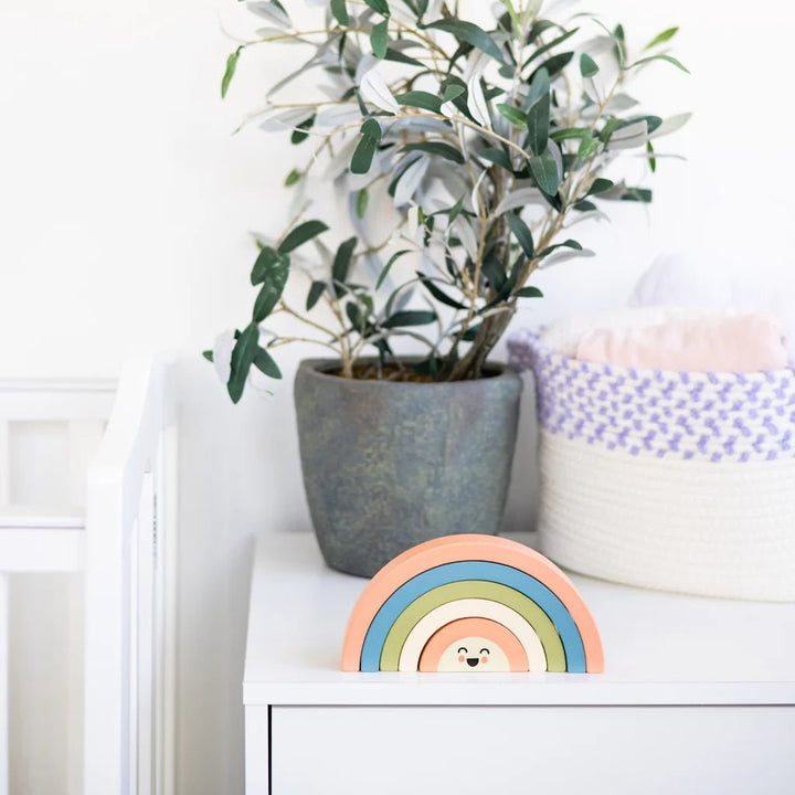 Pearhead Rainbow Wooden Stacking Toy