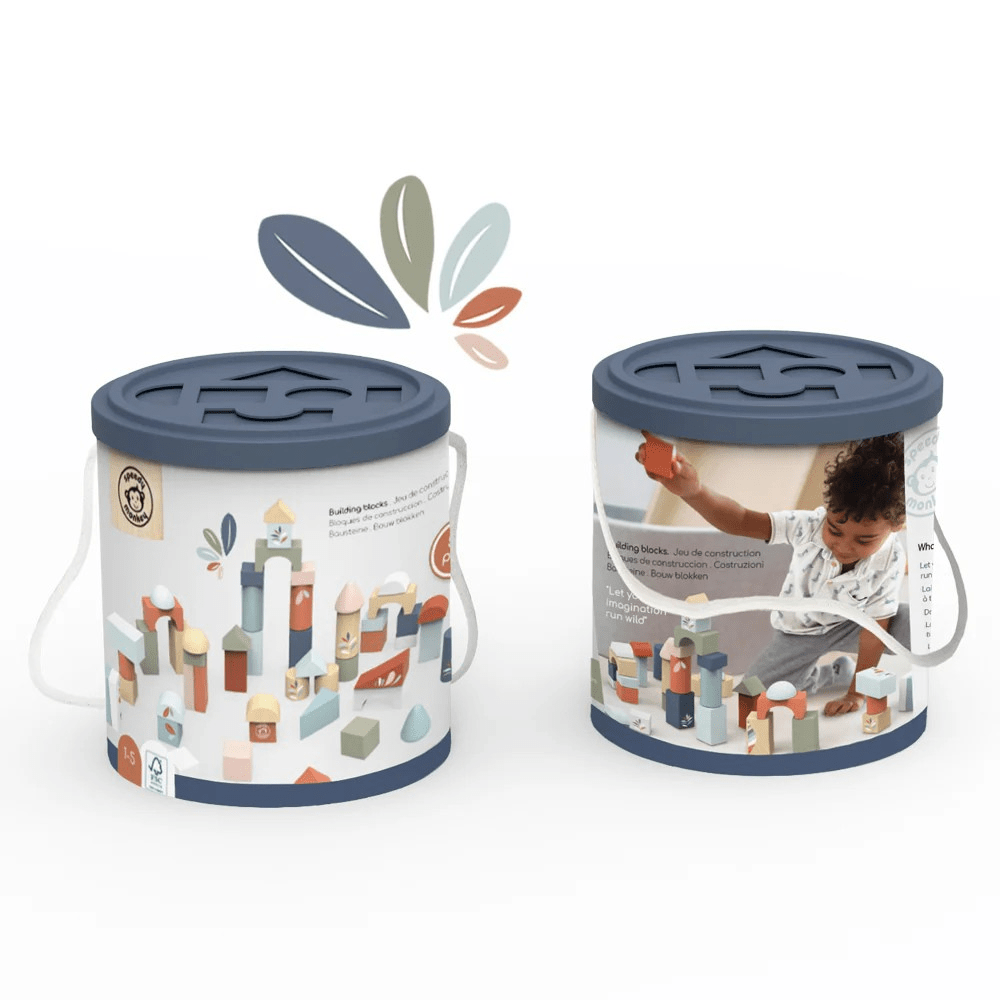 Speedy Monkey Speedy Monkey - Building Blocks – 50 - Piece Wooden Set Baby Activity Toys