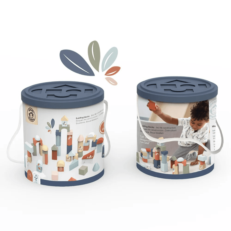 Speedy Monkey Speedy Monkey - Building Blocks – 50 - Piece Wooden Set Baby Activity Toys