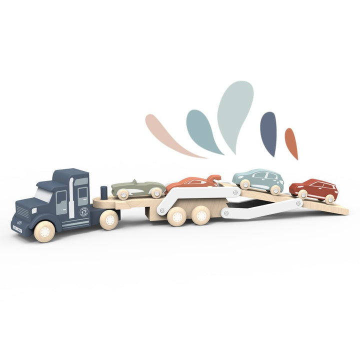 Speedy Monkey Speedy Monkey - Car Transporter Wooden Truck with Cars Baby Activity Toys