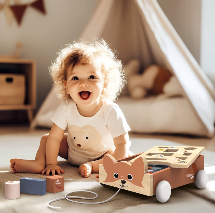 Speedy Monkey Speedy Monkey - Fox Blocks Cart Baby Activity Toys