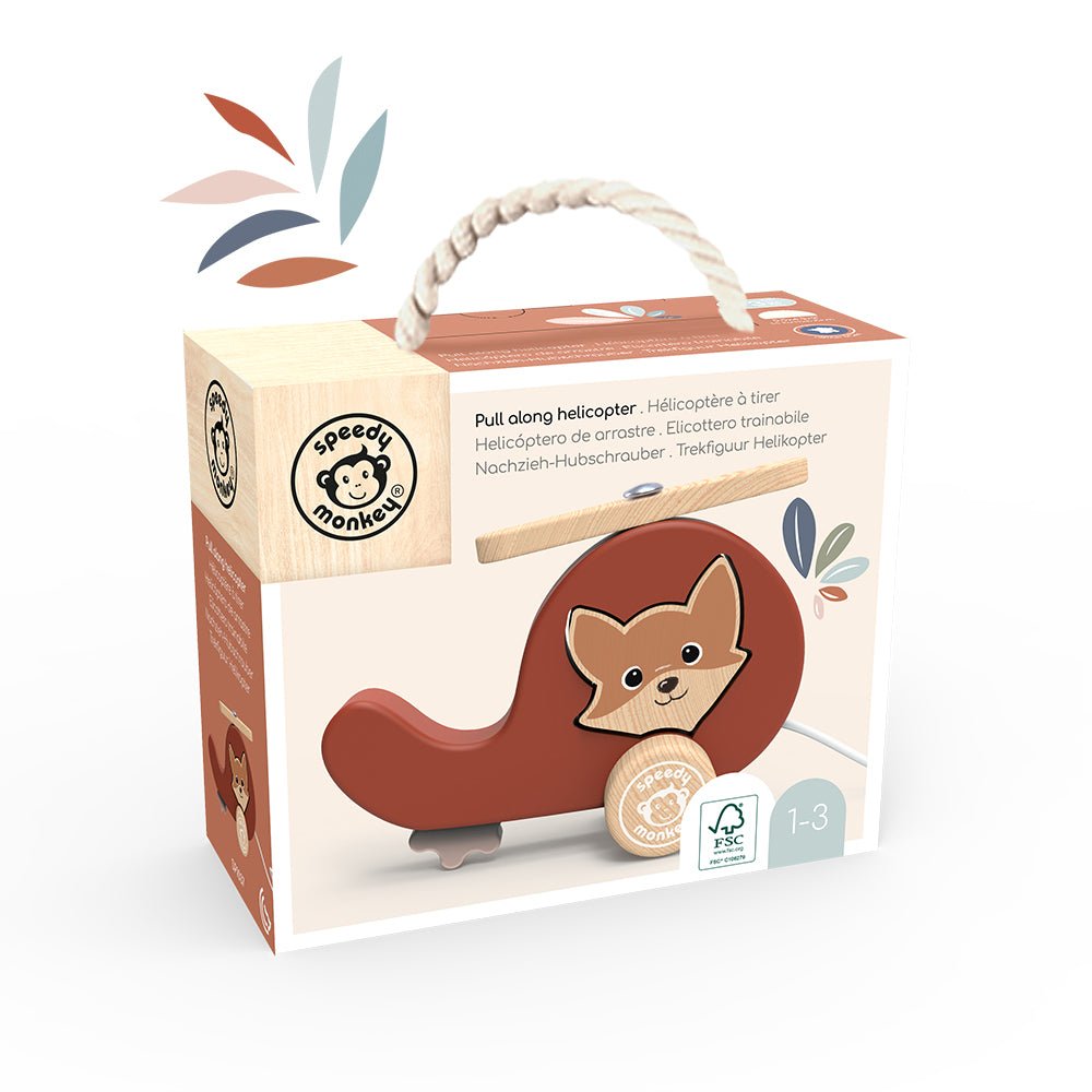 Speedy Monkey Speedy Monkey - Pull Along Helicopter Baby Activity Toys