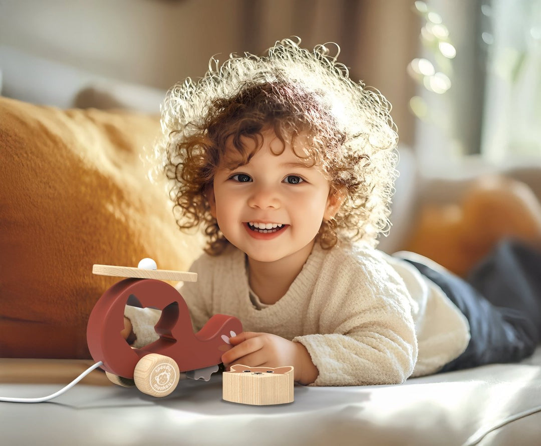 Speedy Monkey Speedy Monkey - Pull Along Helicopter Baby Activity Toys