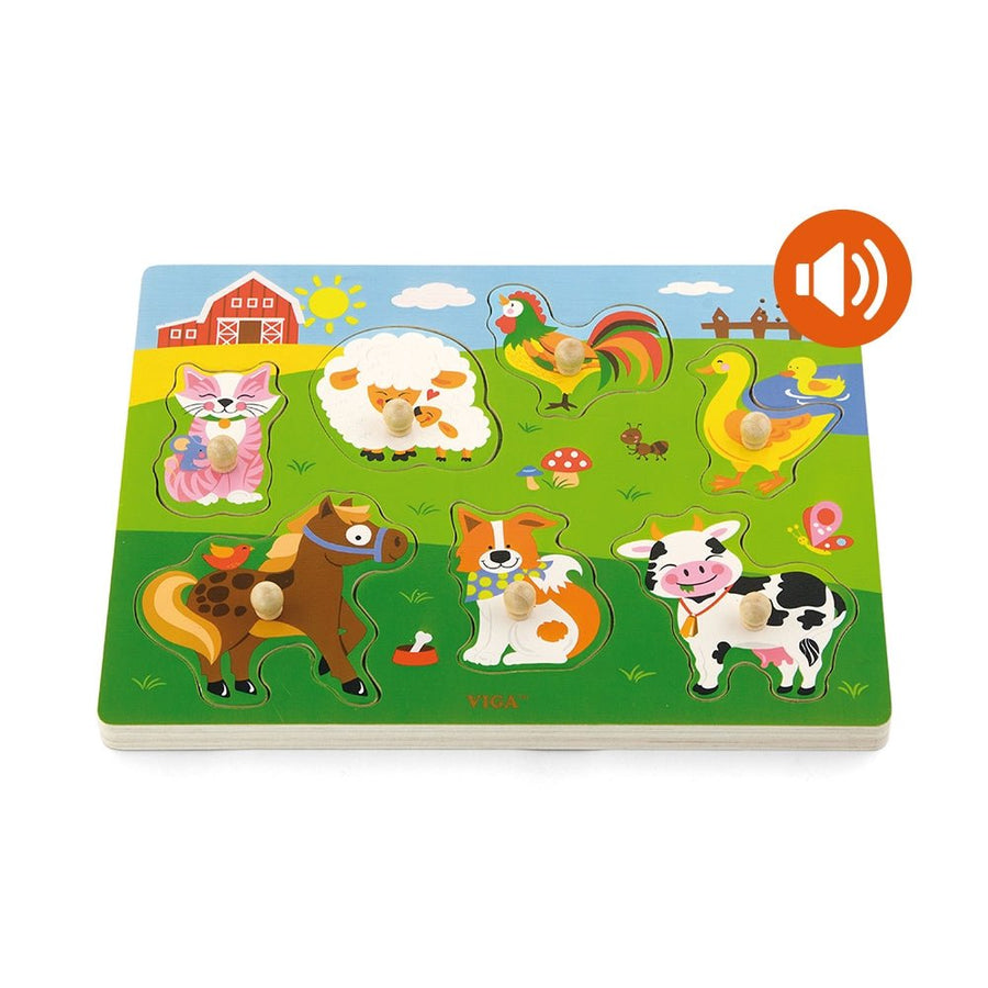 viga Viga Sound Puzzle - Farm Animals Wooden & Pegged Puzzles