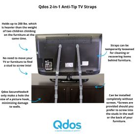 Qdos 2 - in - 1 Anti - Tip TV Straps
