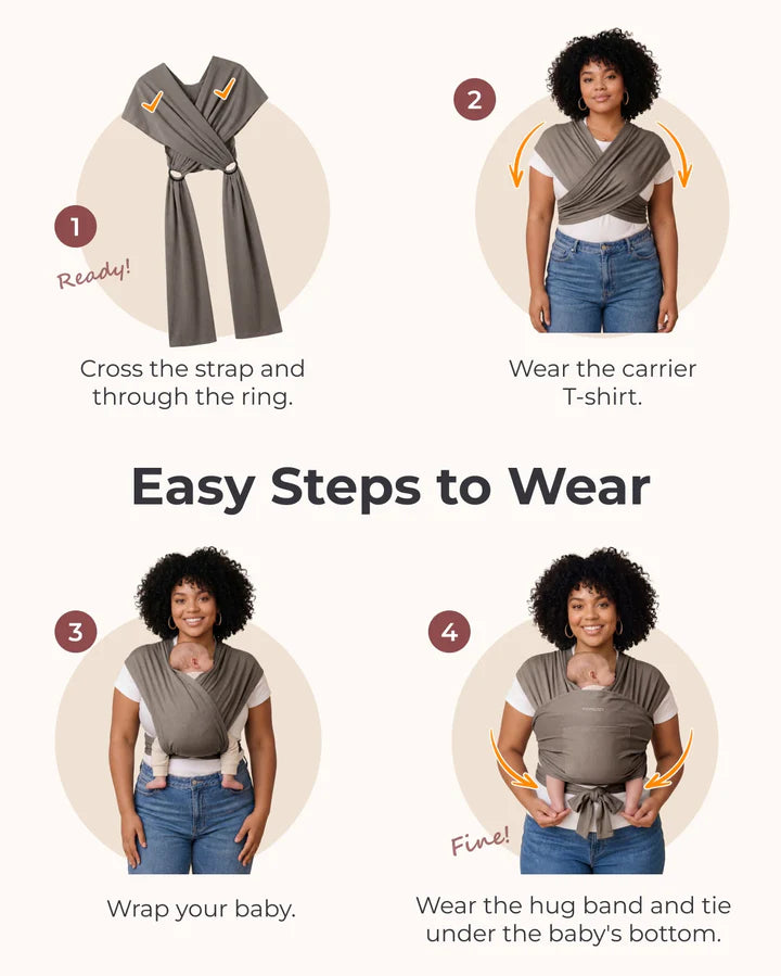 Momcozy Easy to Wear Hands Free Baby Wrap Carrier - Deep Grey