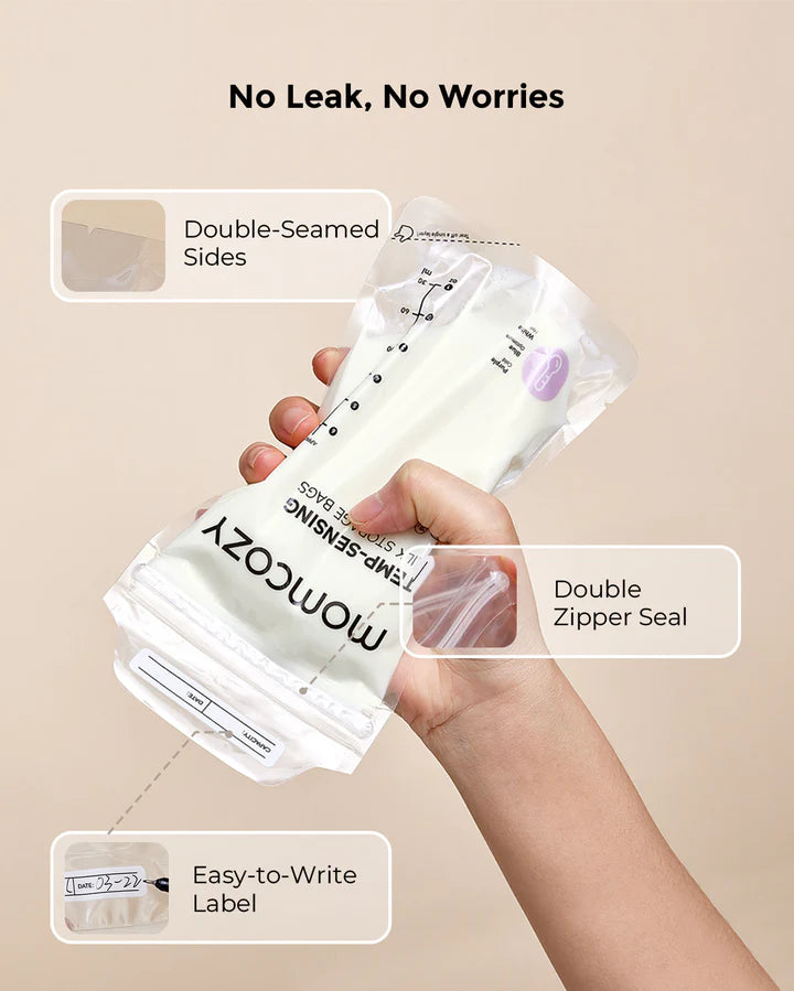 Momcozy 180ml Breastmilk Bag with Colour-Changing Temperature Indicator