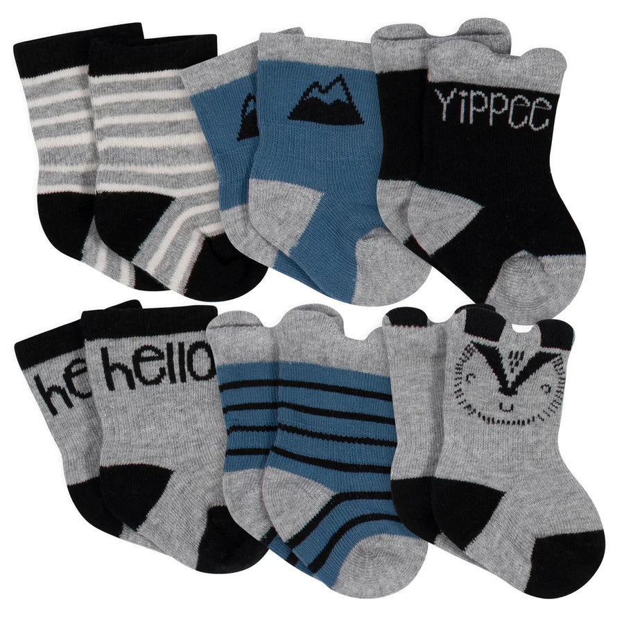 Gerber Childrenswear 6 - Pack Baby Boys Badger Organic Wiggle Proof Socks 6/9