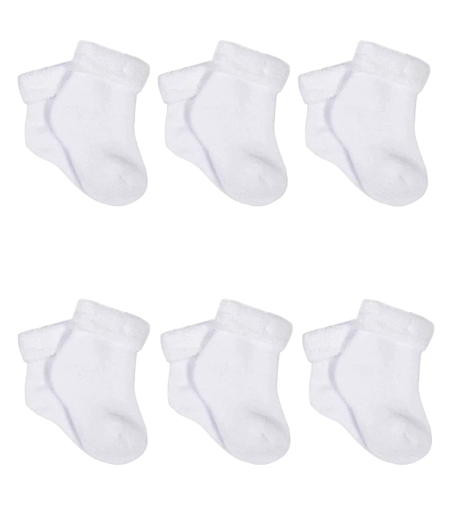 Gerber Childrenswear 6 Pack Baby White Terry Socks 0 - 9M