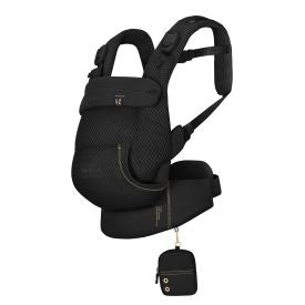 CYBEX LAYA baby carrier -Black baby carrier with a small black pouch on a white background
