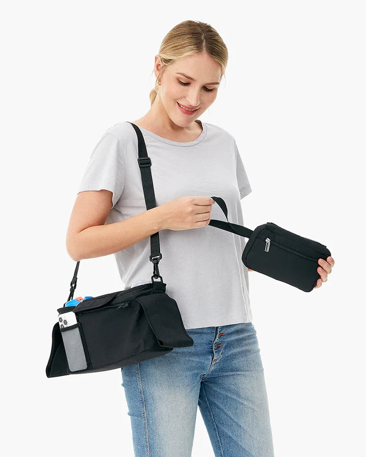 Momcozy Stroller Organizer - All-in-One Cup Holder & Pet Strollers - Black