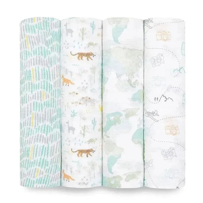 Aden and Anais - Cotton Muslin Swaddles 4pk