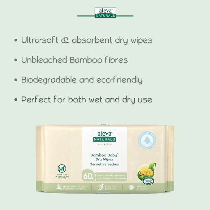 aleva NATURALS Aleva Naturals Bamboo Baby Dry Wipes