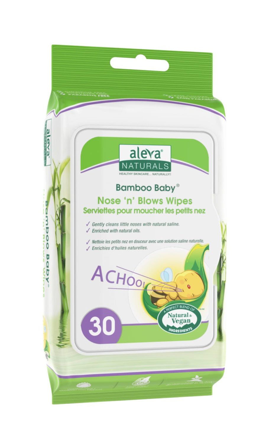 aleva NATURALS Nose ‘n’ Blows Wipes 30 count