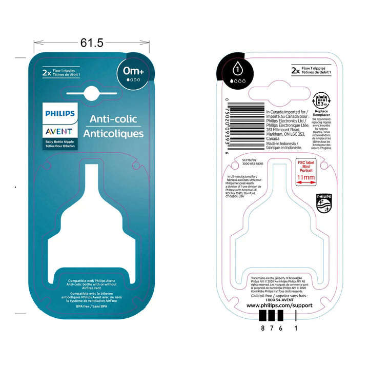 Philips AVENT Anti - colic Baby Bottle Nipple 2 pack
