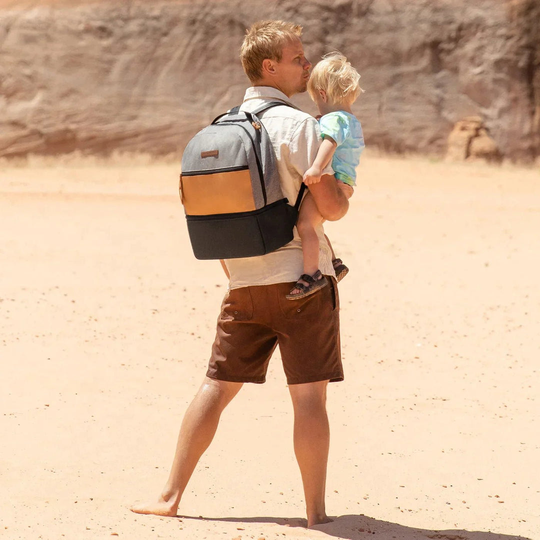 Petunia Pickle Bottom Petunia Pickle Bottom Axis Backpack: Camel/Graphite Diaper Bags