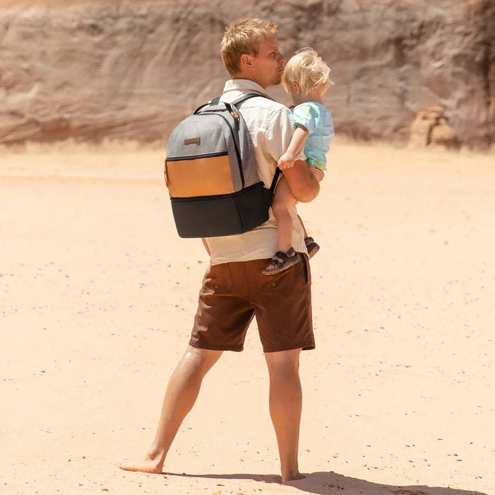 Petunia Pickle Bottom Petunia Pickle Bottom Axis Backpack: Camel/Graphite Diaper Bags