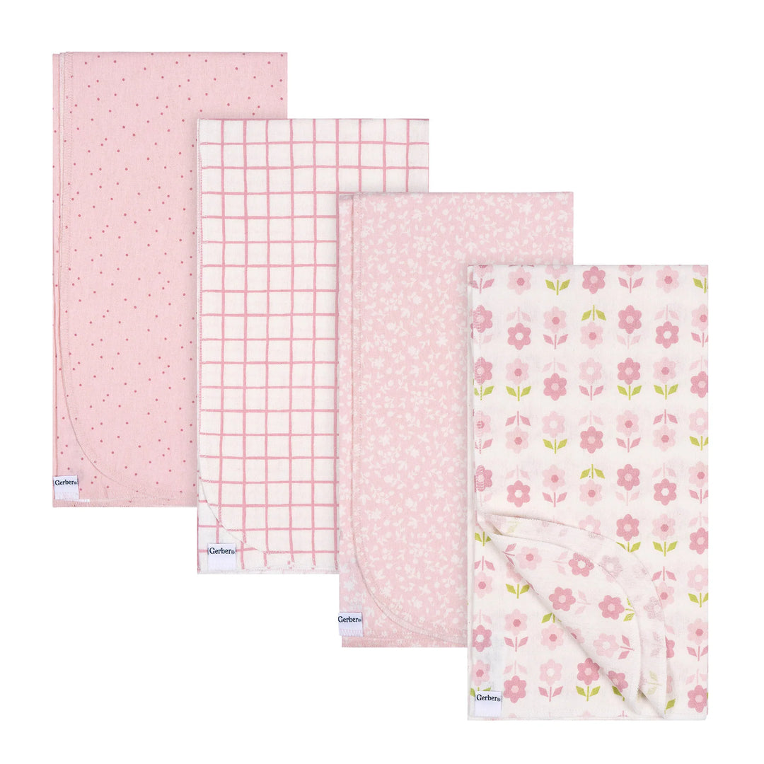 Gerber Flannel Receiving Blanket - 4pk