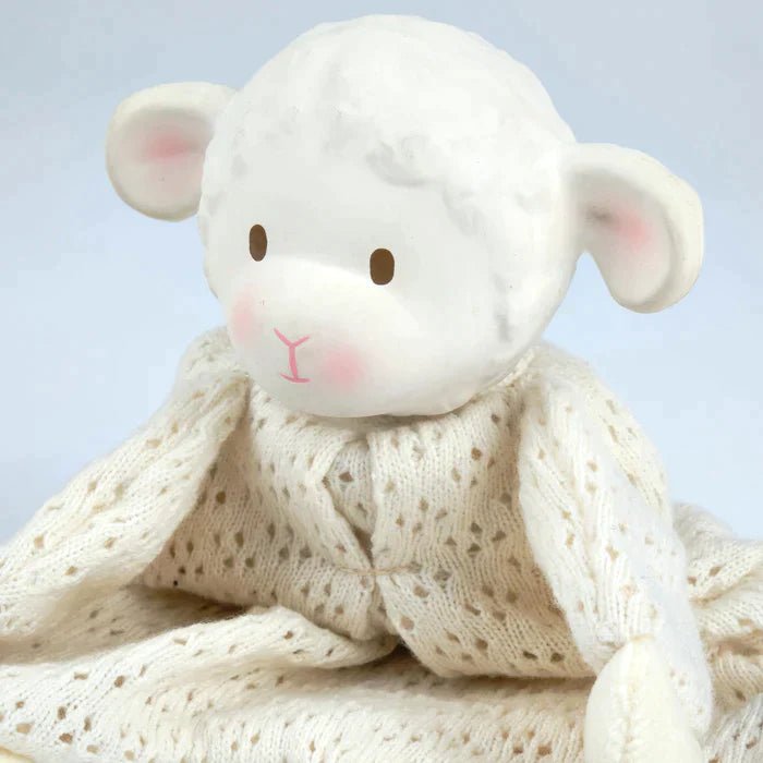 tikiri Bahbah the Lamb Baby Lovey with Organic Natural Rubber Teether Head
