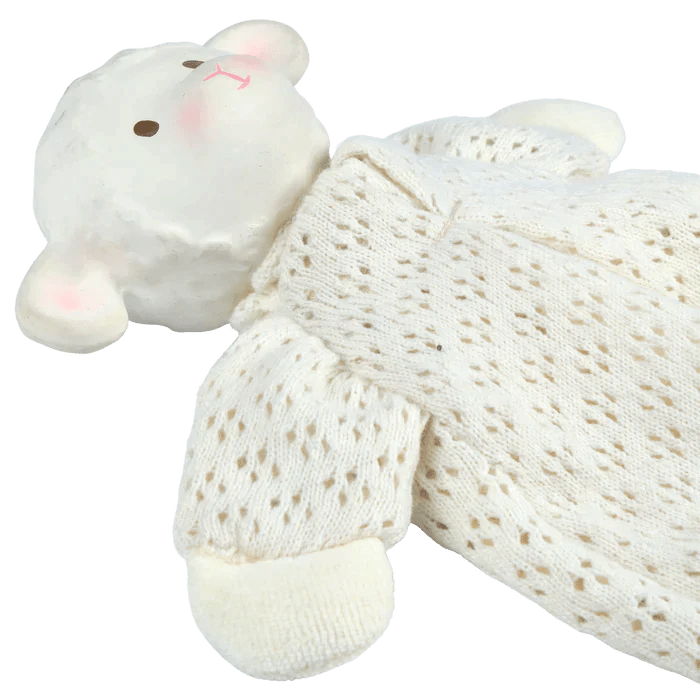 tikiri Bahbah the Lamb Baby Lovey with Organic Natural Rubber Teether Head