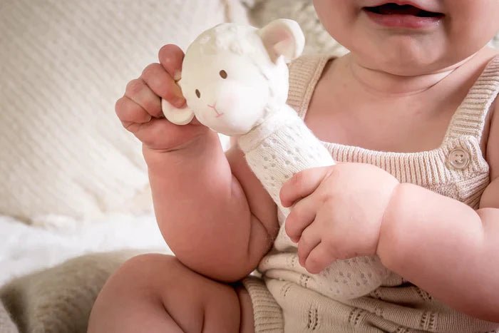tikiri Bahbah the Lamb Baby Squeaker with Organic Natural Rubber Teether Head