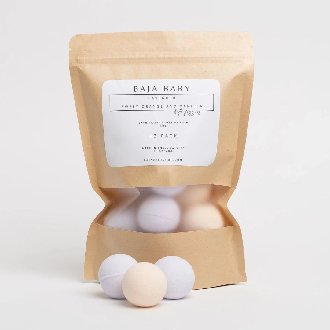 Close up of Baja Baby Mini Bath Fizzies bath bombs – gentle & fizzy