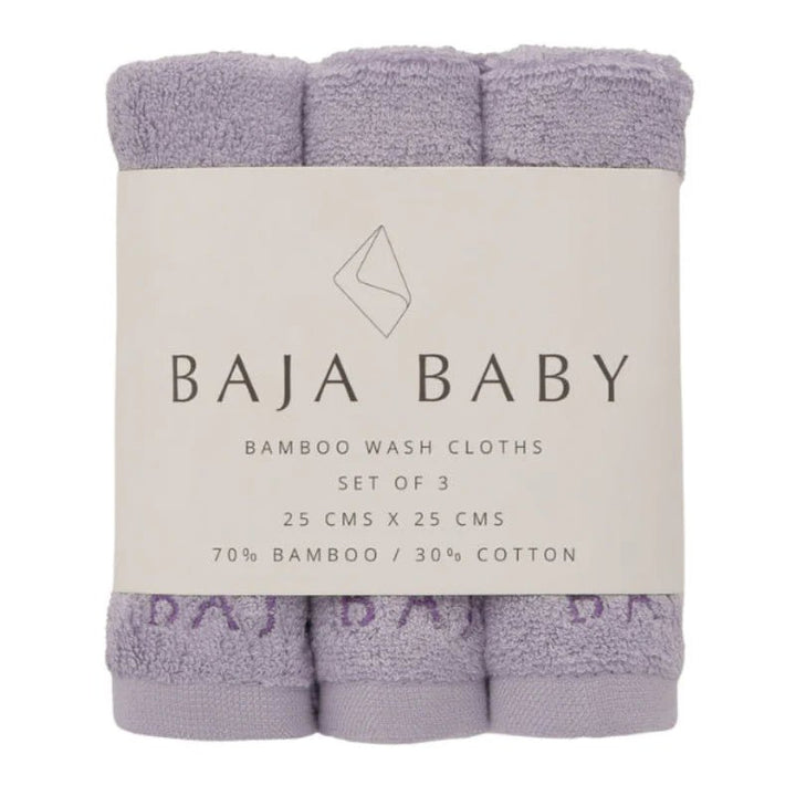BAJA BABY Washcloth 3pk Bath Towel and Washcloth Lavender - Image 1