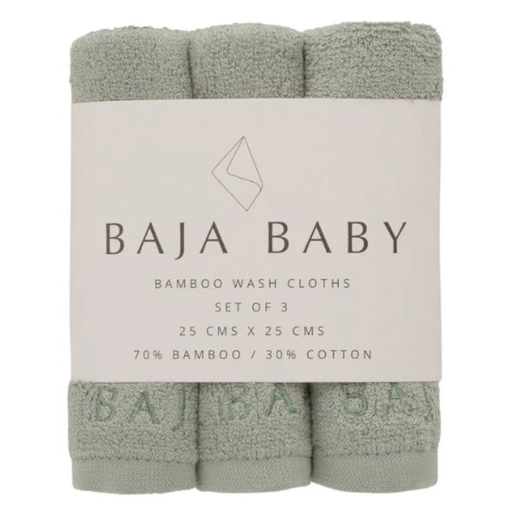 BAJA BABY Washcloth 3pk Bath Towel and Washcloth Sage - Image 2