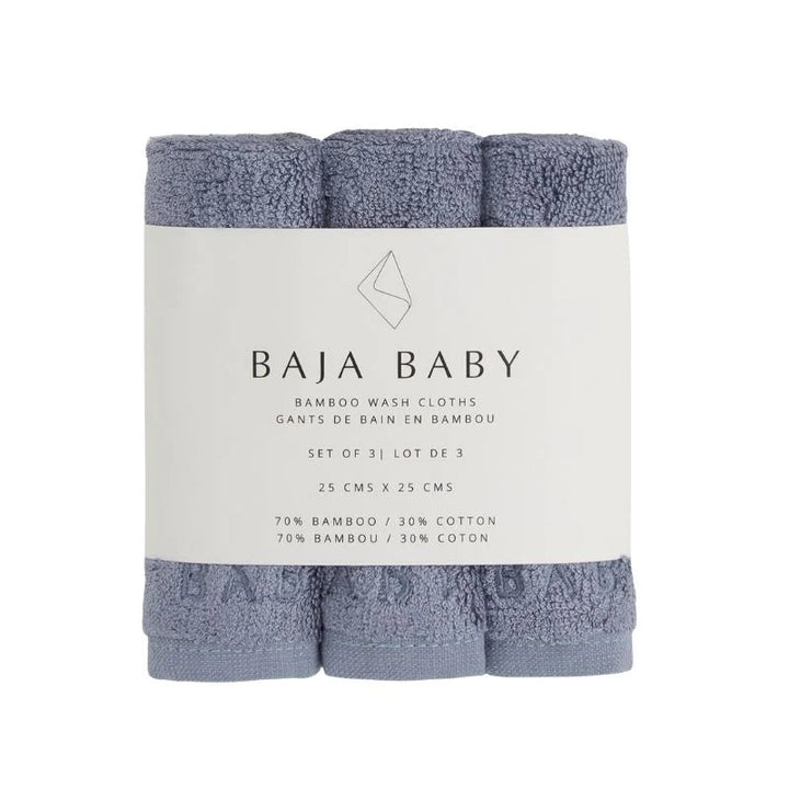 BAJA BABY Washcloth 3pk Bath Towel and Washcloth True Blue - Image 8