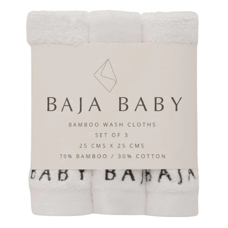 BAJA BABY Washcloth 3pk Bath Towel and Washcloth White - Image 3