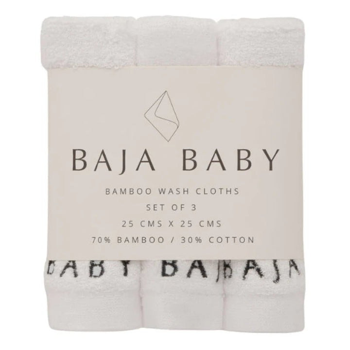 BAJA BABY Washcloth 3pk Bath Towel and Washcloth White - Image 3