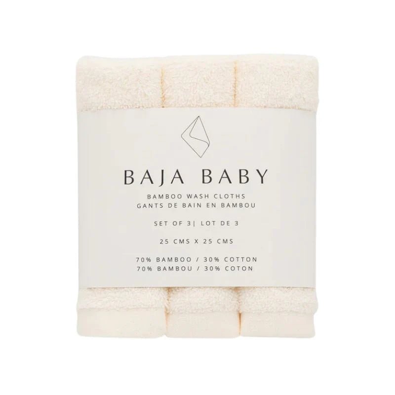BAJA BABY Washcloth 3pk Bath Towel and Washcloth Off - White - Image 6