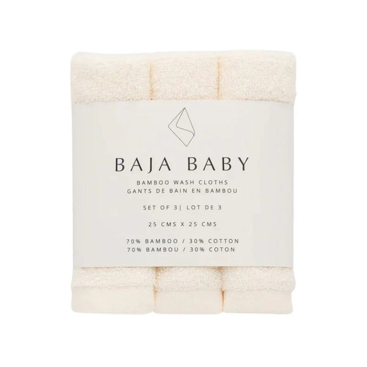 BAJA BABY Washcloth 3pk Bath Towel and Washcloth Off - White - Image 6