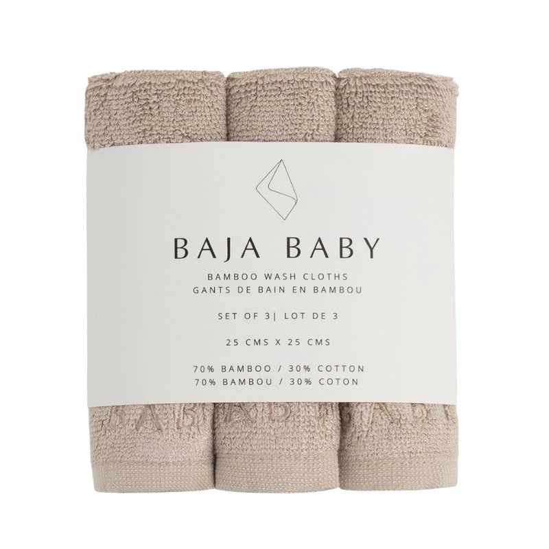 BAJA BABY Washcloth 3pk Bath Towel and Washcloth Taupe - Image 7