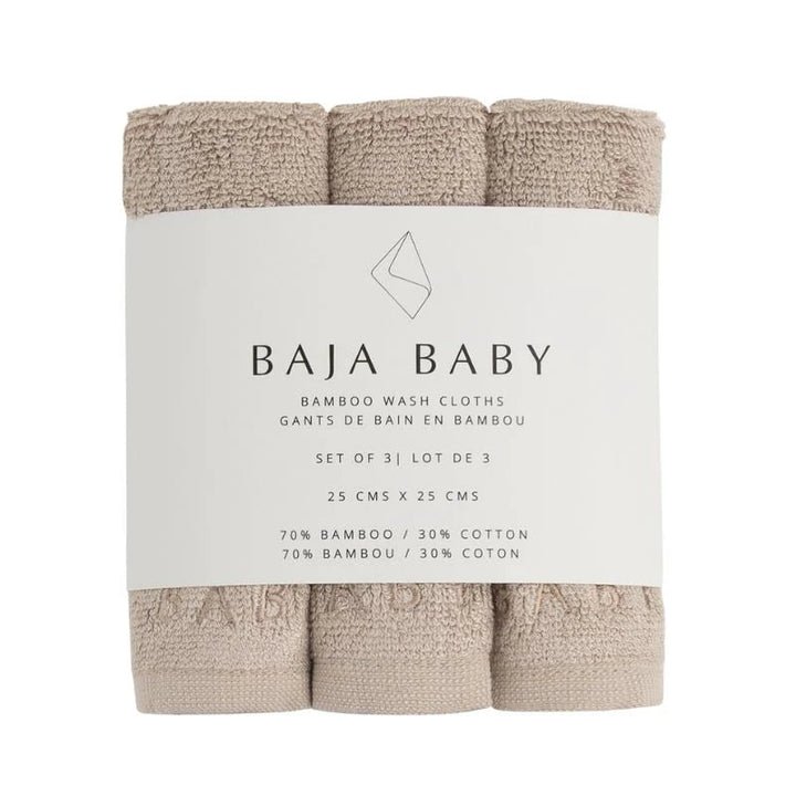 BAJA BABY Washcloth 3pk Bath Towel and Washcloth Taupe - Image 7