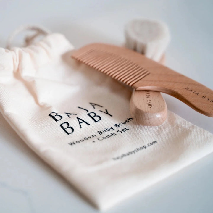 Baja Baby Wooden Brush and Comb Set for gentle baby grooming